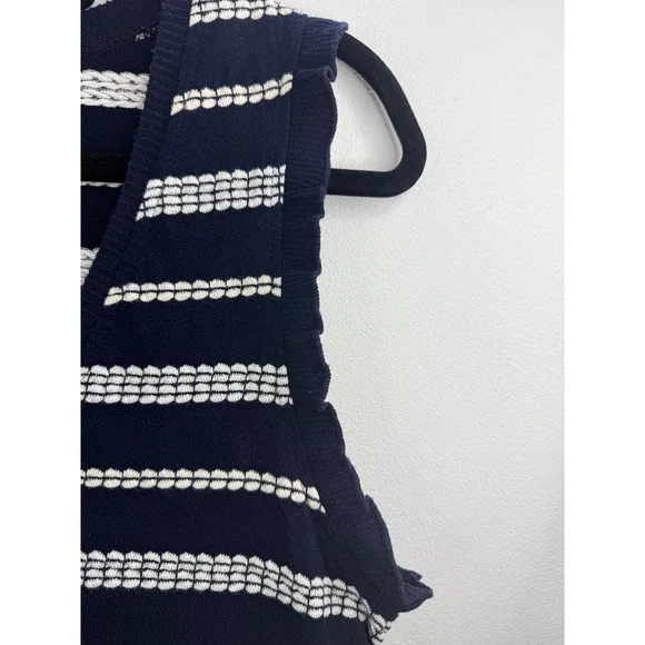 Altare'd State Navy White Stripe V Neck Peplum Top Sz M Cotton Casual Peasent - Picture 5 of 7